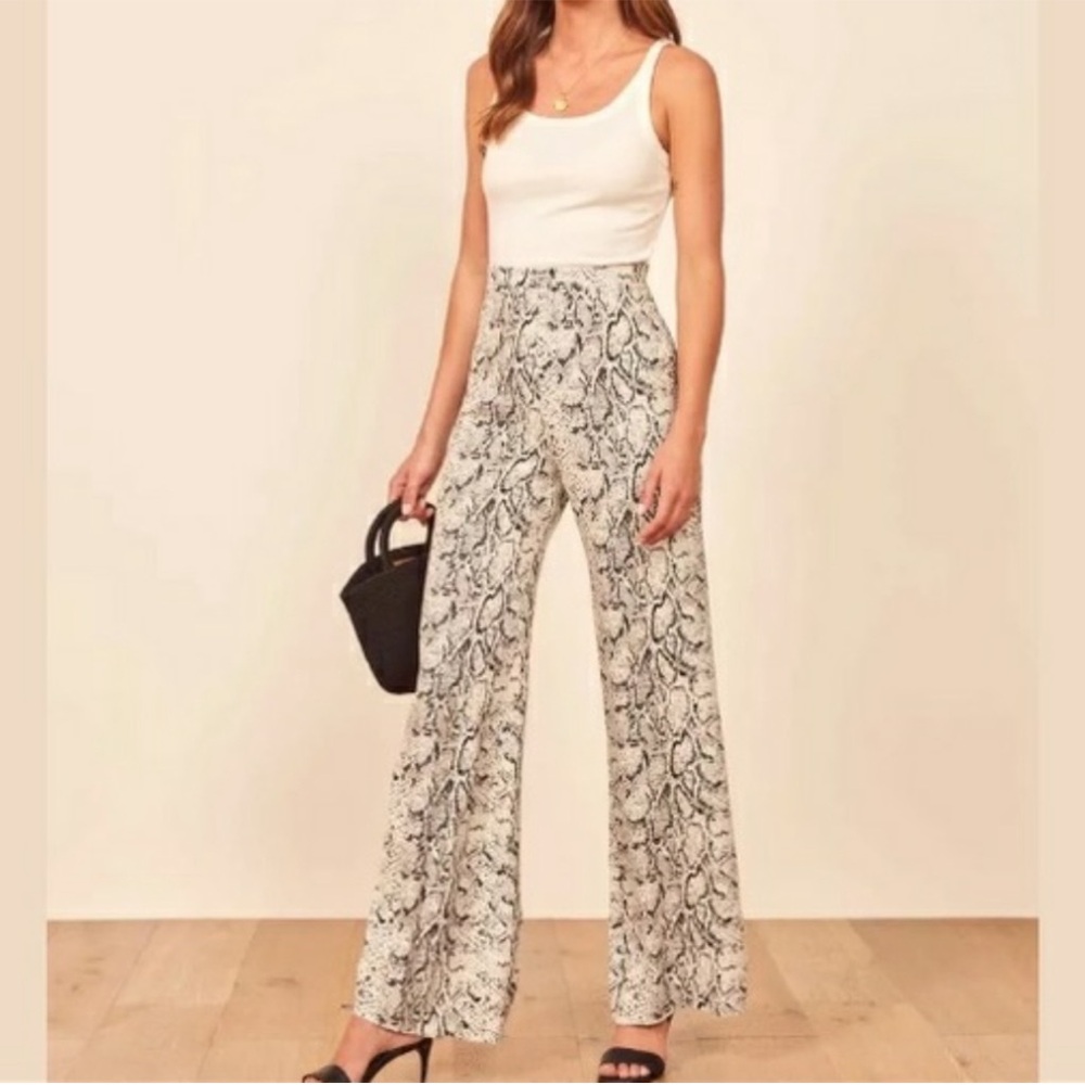 Reformation Sorrenti Wide Leg Snakeskin Pants